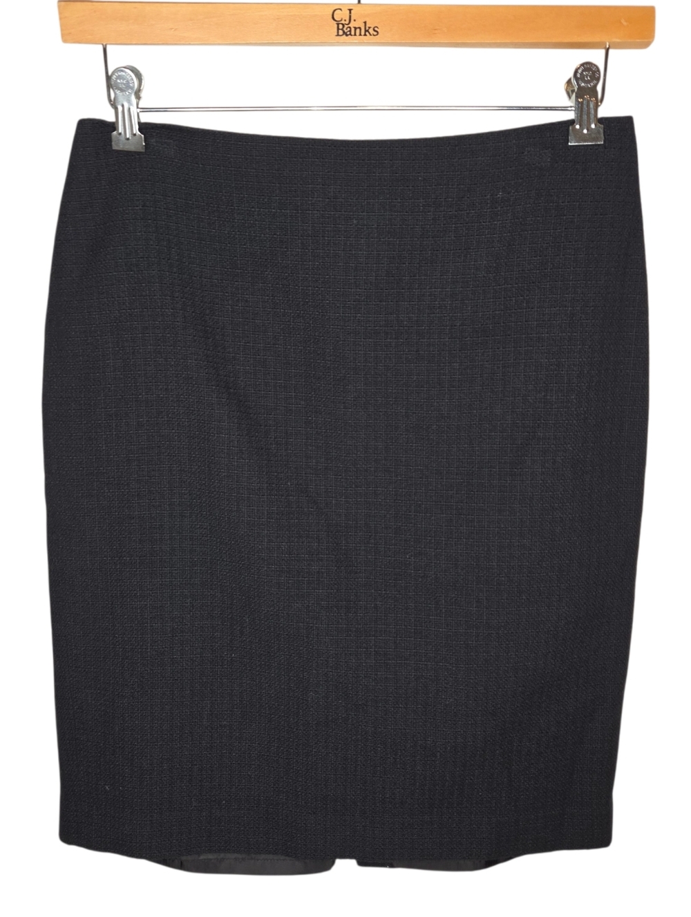 Talbots Black Textured Cotton Pencil Skirt - Size 8 - Lined Career Wear